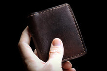 Load image into Gallery viewer, Vertical Bifold Card Wallet - Dark Brown/Tan
