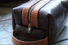 Load image into Gallery viewer, Travel Dopp Kit - Dark Brown/Tan
