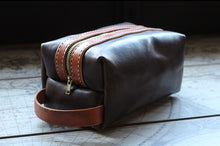 Load image into Gallery viewer, Travel Dopp Kit - Dark Brown/Tan
