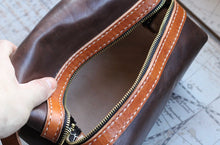 Load image into Gallery viewer, Travel Dopp Kit - Dark Brown/Tan
